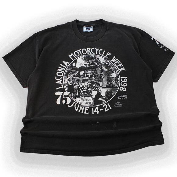 Vintage 90's Black Lee Motorcycle Week Graphic Tee - Picture 1 of 6